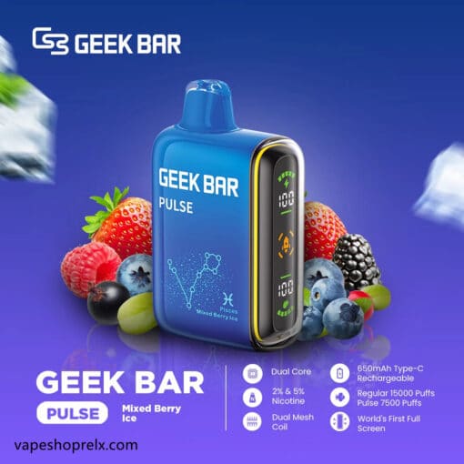 GEEK BAR PULESE 15000 Puffs 小火箭拋棄式電子煙 一次性霧化棒/可充電/側面LED現顯示/多種模式調節：圖片 3