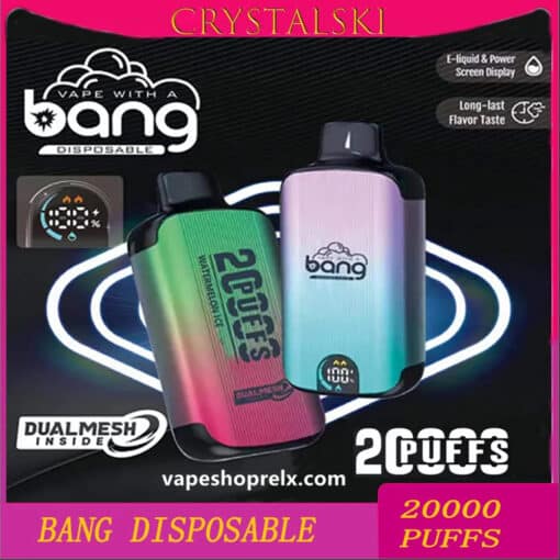 Bang DUALMESH 20000 Puffs全新一次性拋棄式霧化棒/LED顯示屏/可充電一次性電子煙 持久電量：圖片 2